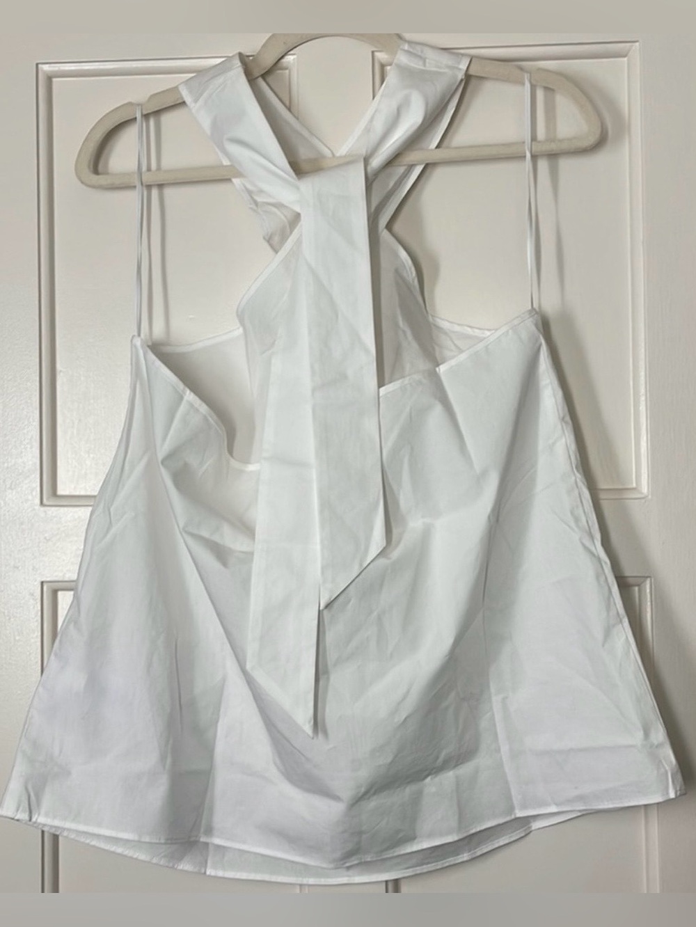 NWT J. Crew White Organic Cotton Poplin Cross Front Halter Blouse M - Picture 4 of 9